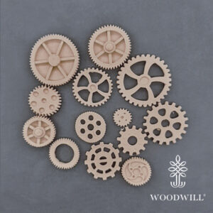 Houten ornament - Woodwill - Gearset - 13 stuks
